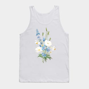 white and blue bouquet ink and watercolor Tank Top